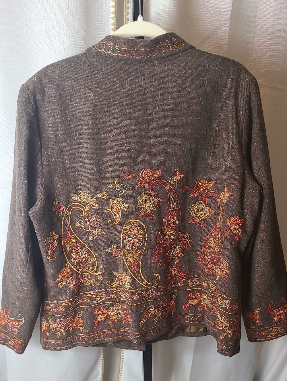 Vintage Women's Blazer Coldwater Creek Embroidered Brown Lined Size XL - Picture 3 of 3